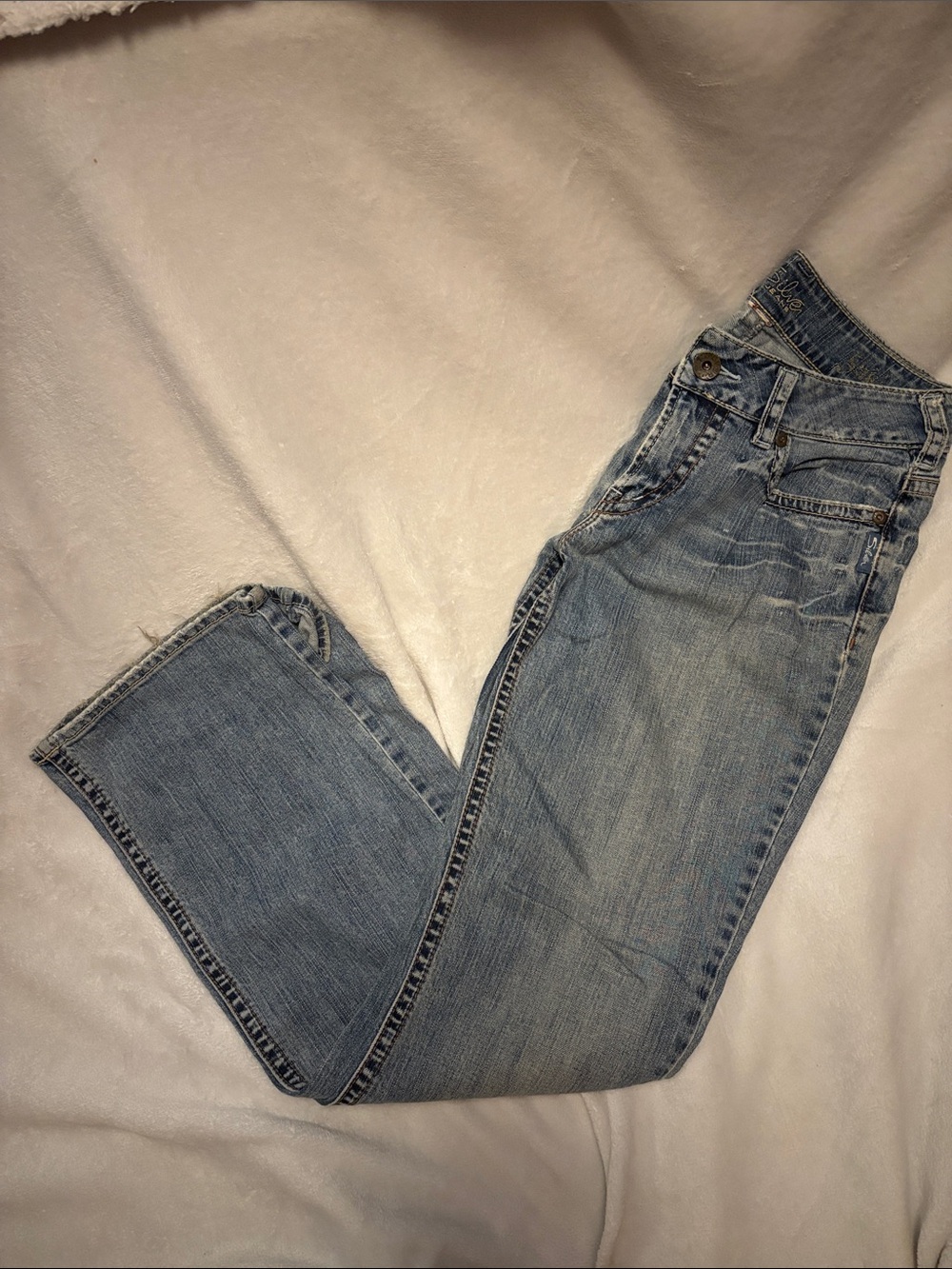 silver Light Wash Blue Jeans